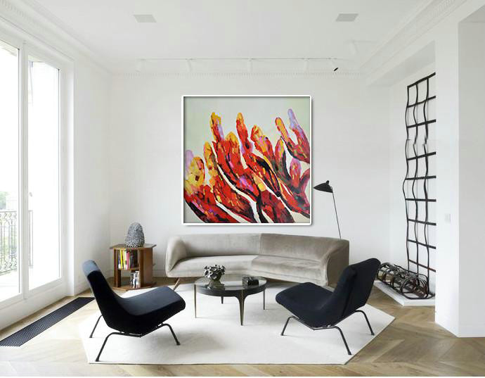 Large Abstract Painting Canvas Art,Oversized Contemporary Art,Huge Canvas Art On Canvas,White,Yellow,Pink,Purple.etc